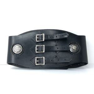 Vintage Harley Davidson Embossed Leather Kidney Belt Waist Belt 98701 Black S
